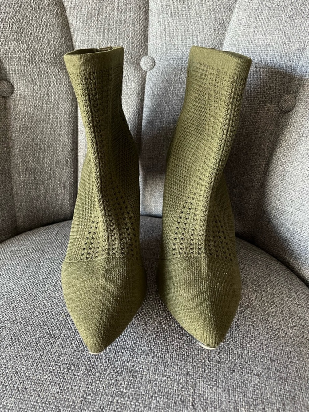 Catherine Malandrino Olive Green Knit Sock Booties